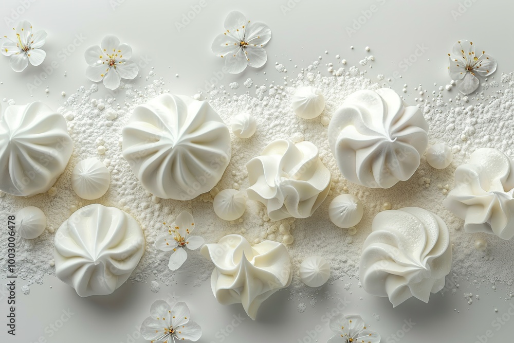 White Meringues and Flowers White Meringues and Flowers