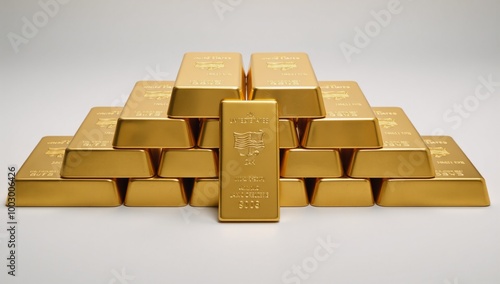 3D illustration of 999 fine US-made gold bars stacked on an American flag symbolizing the countrys golden reserve fund and its role in securing the dollar within the precious metals market