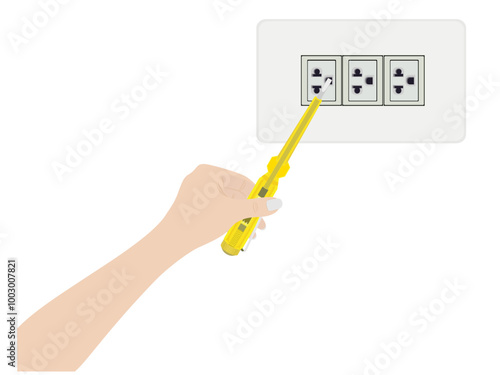 Voltage tester screwdriver on white background.