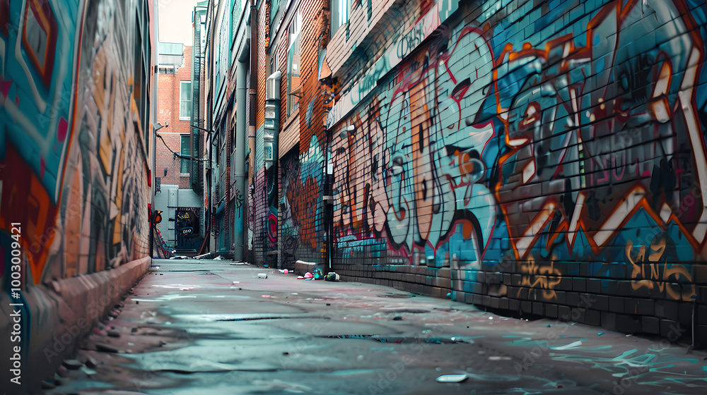 Fototapeta premium urban alley street wall painting design