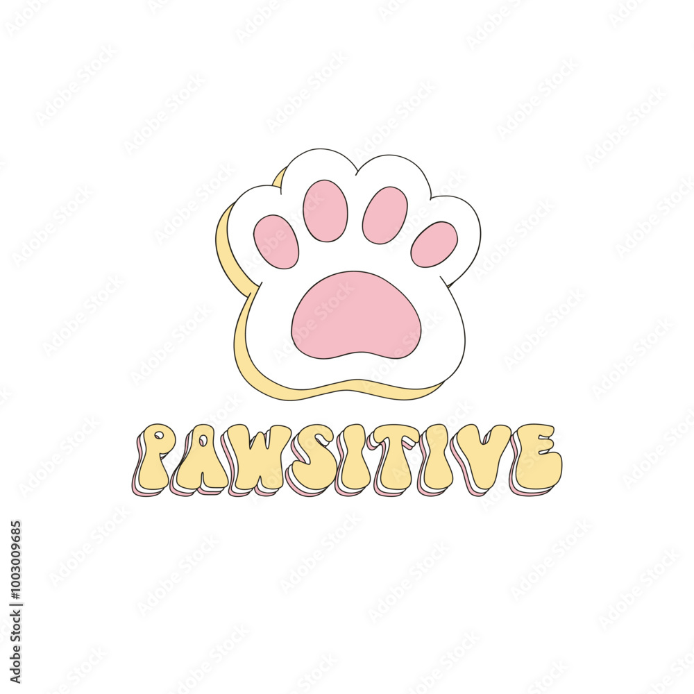 Fototapeta premium Cat footprint vector clip-art isolated on white. Cat vibes illustration