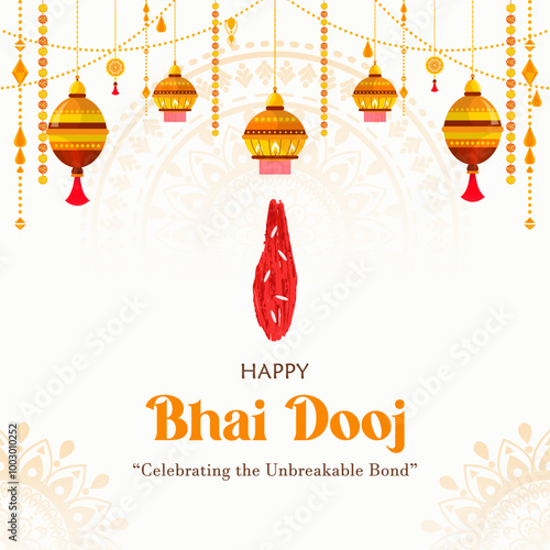 happy bhai dooj for Indian cultural, occasion background with puja thali decoration