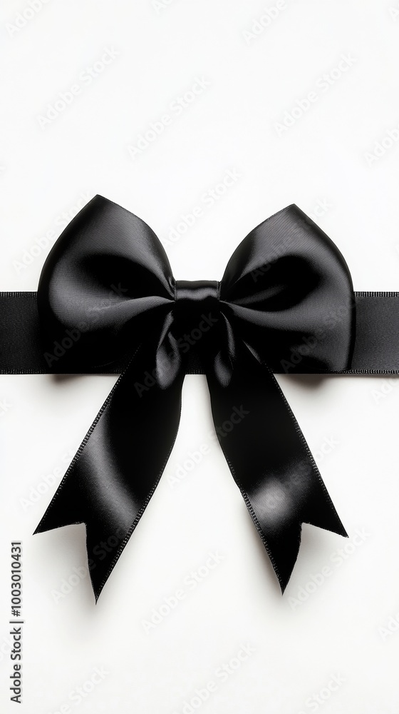 Black satin bow on white background, elegance Black satin bow on white background, elegance