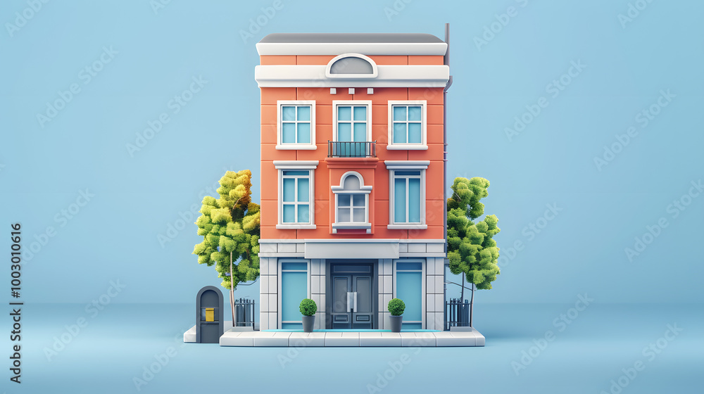 Obraz premium Facade Icon Architectural Design 3D