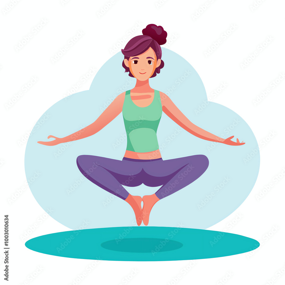 young woman performing yoga in mid-air, isolated on a clear PNG background.
young woman performing yoga in mid-air, isolated on a clear PNG background.
