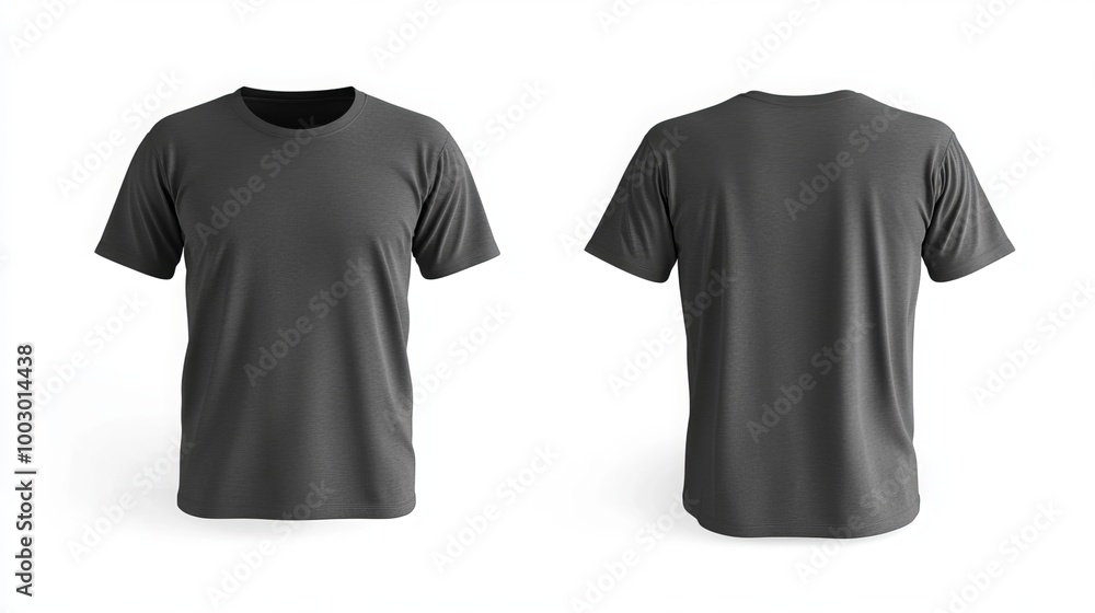 Showcase your T-shirt designs with this versatile mockup featuring front and back views of a plain dark grey T-shirt isolated on a white background. Customize the shirt with your artwork Showcase your T-shirt designs with this versatile mockup featuring front and back views of a plain dark grey T-shirt isolated on a white background. Customize the shirt with your artwork