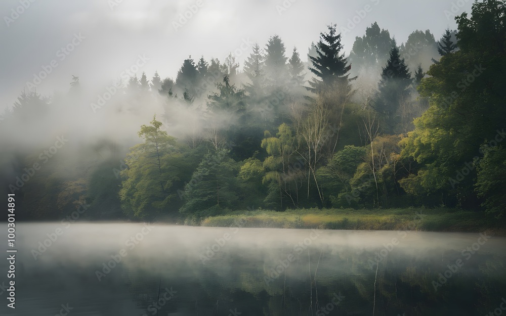 Fototapeta premium misty morning on the river