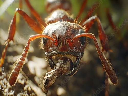 Close-up of an ant on a natural background. photo