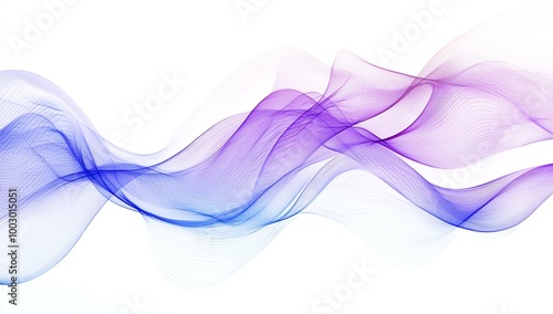 Abstract white background with purple and blue wave lines, vector...