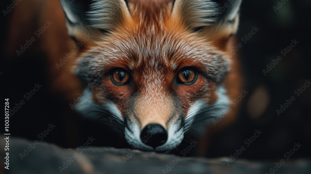 A close-up view of a red fox intently staring at something in its environment, highlighting its predatory nature and acute sense of awareness and curiosity. A close-up view of a red fox intently staring at something in its environment, highlighting its predatory nature and acute sense of awareness and curiosity.