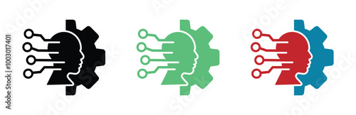 Colorful Artificial Intelligence vector icon. AI vector signs set. AI icon
