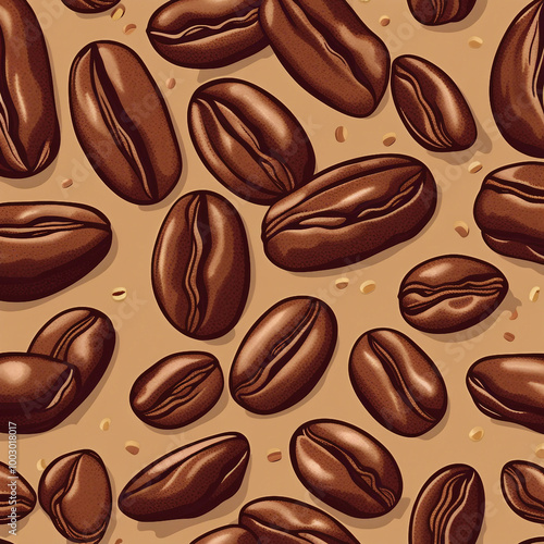 coffee bean illustration pattern background