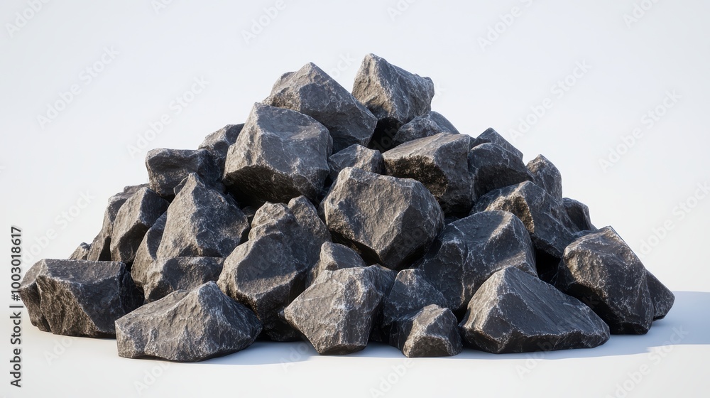 Pile of large gray rocks on white background Pile of large gray rocks on white background