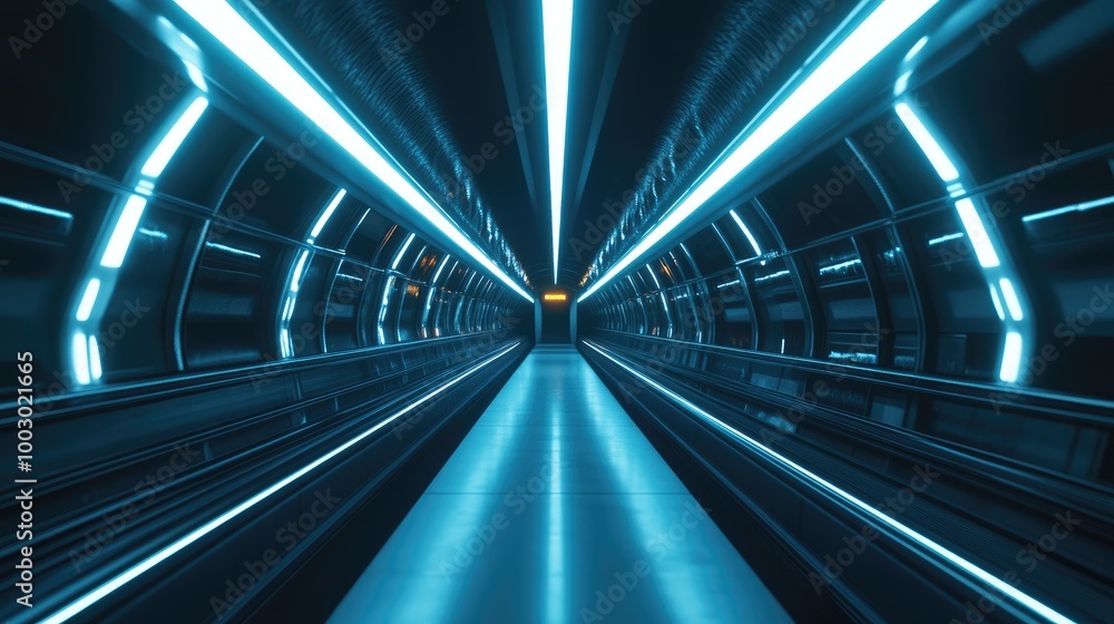 Futuristic Corridor with Neon Lights and Perspective Depth Futuristic Corridor with Neon Lights and Perspective Depth