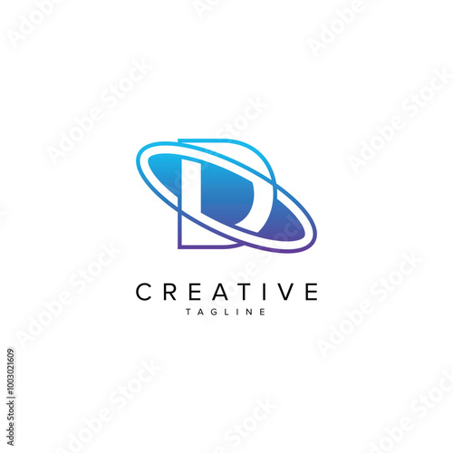 Modern Letter D and Planet Logo Design. Initial Vector Template.