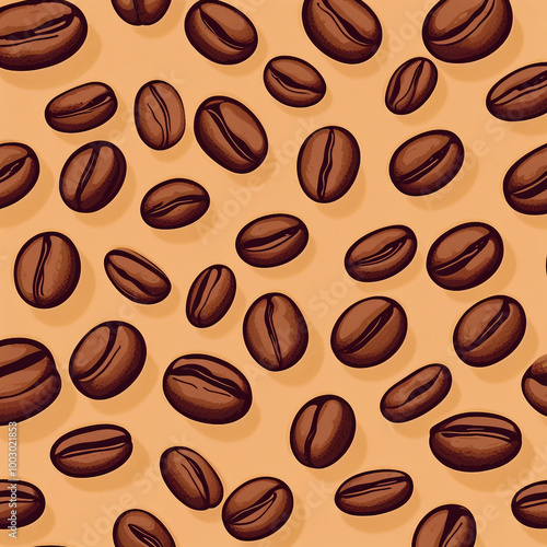 coffee bean illustration pattern background