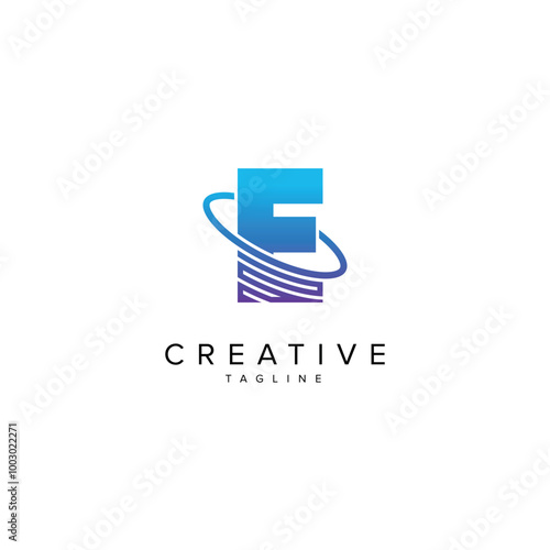 Free Download Modern Letter E and Planet Logo Design. Initial Vector Template. - GFXLoad