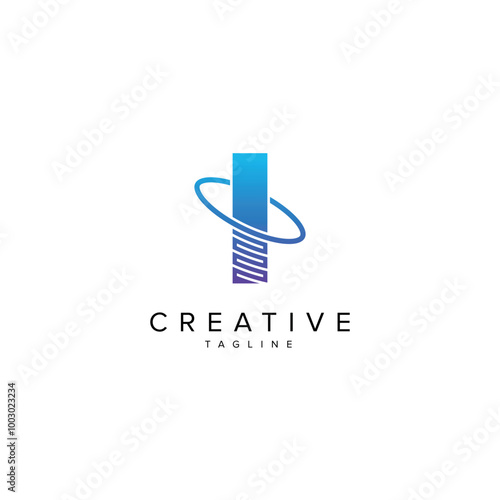 Free Download Modern Letter I and Planet Logo Design. Initial Vector Template. - GFXLoad