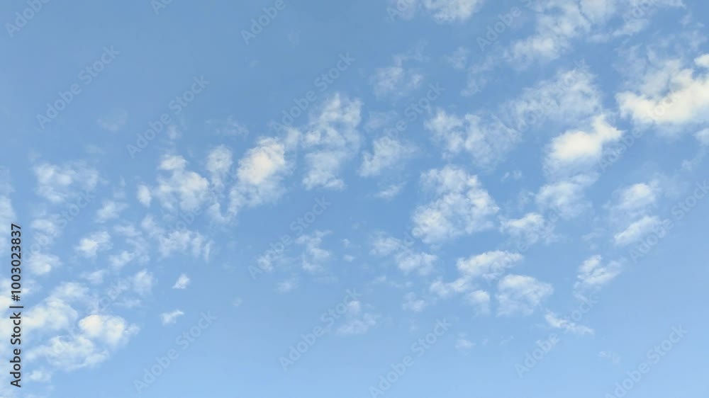 A clear blue sky with scattered fluffy clouds. The background of light and calm cumulus clouds A clear blue sky with scattered fluffy clouds. The background of light and calm cumulus clouds