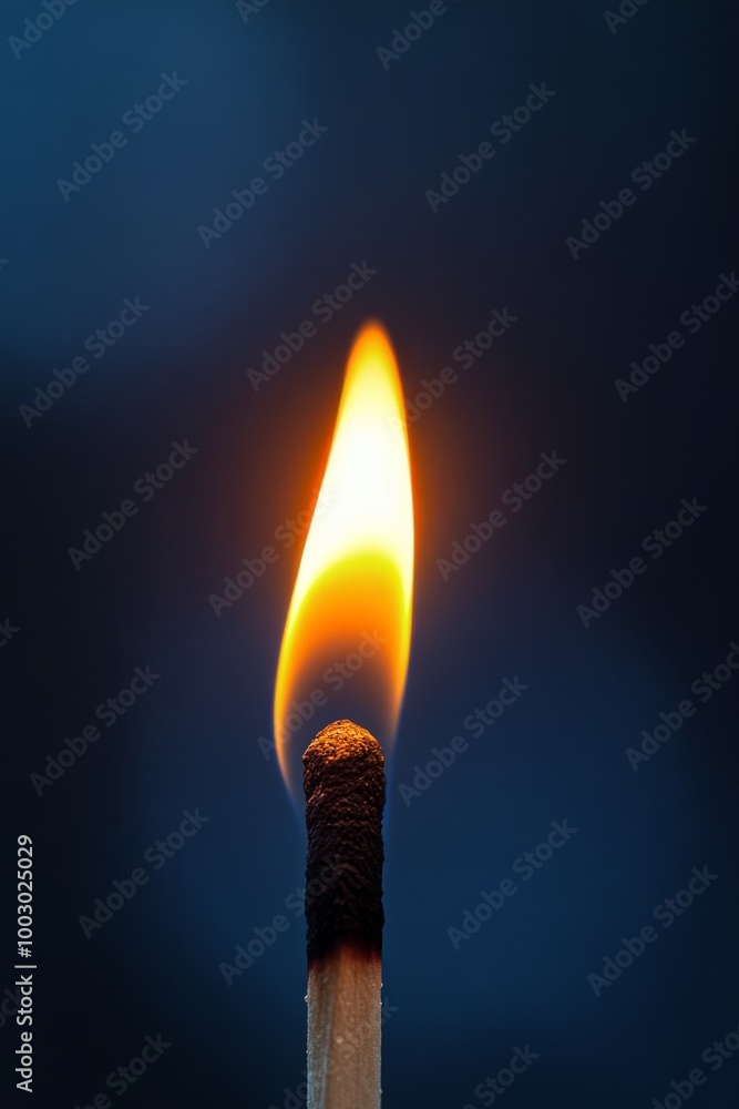 A lit matchstick casting warm light in a darkened surroundings at evening A lit matchstick casting warm light in a darkened surroundings at evening