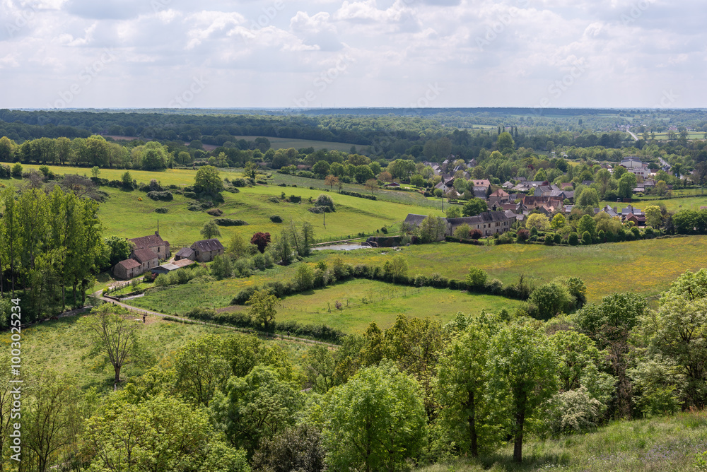 Obraz premium View of the countryside of the walled city of Ste-Suzanne (Sainte-Suzanne-et-Chammes, Mayenne, Pays-de-la-Loire, France)
