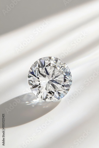 A close-up view of a sparkling diamond with intricate cut and vibrant reflect...