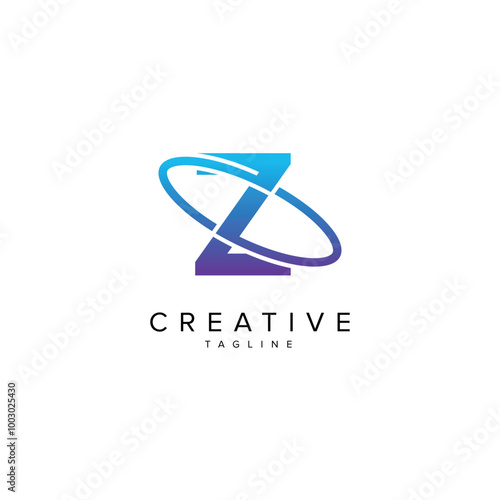 Modern Letter Z and Planet Logo Design. Initial Vector Elements.