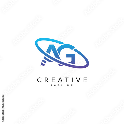 Modern Letter AG GA and Planet Logo Design. Initial Vector Elements.