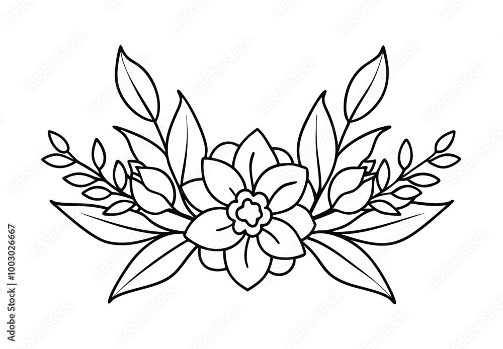 Fototapeta premium Floral Outline Drawing