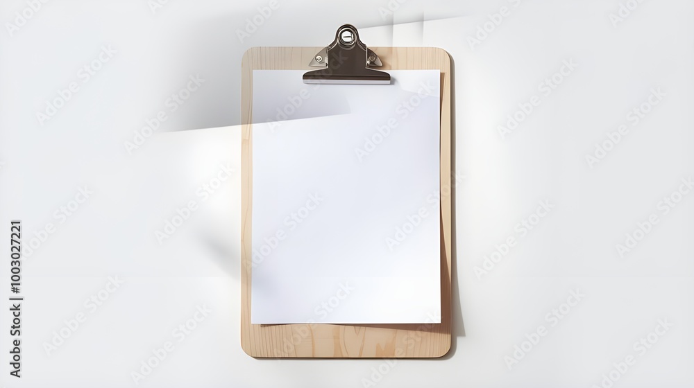 Blank Clipboard with White Paper on White Background Blank Clipboard with White Paper on White Background