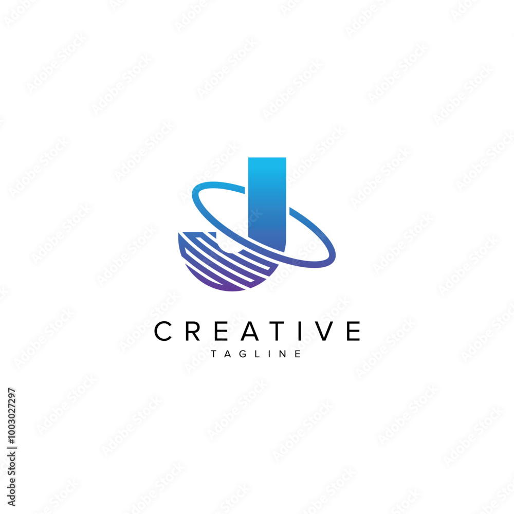 Modern Letter J and Planet Logo Design. Initial Vector Elements. Modern Letter J and Planet Logo Design. Initial Vector Elements.