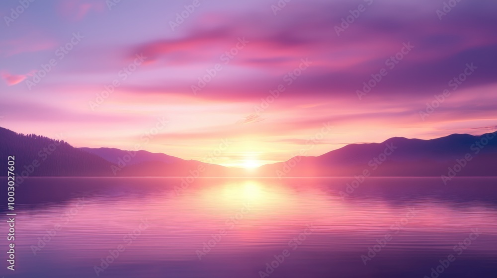 Serene Reflection on a Tranquil Lake at Sunset Serene Reflection on a Tranquil Lake at Sunset