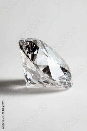 A close-up view of a sparkling diamond with intricate cut and vibrant reflect...