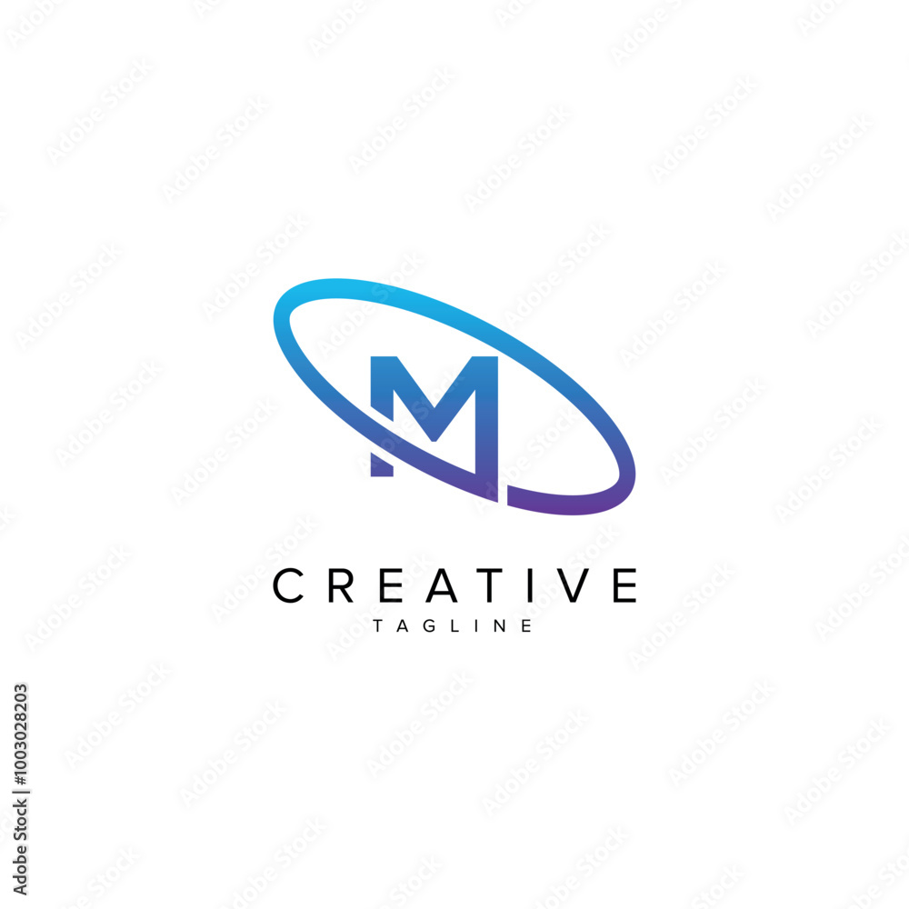 Modern Letter M and Planet Logo Design. Initial Vector Elements. Modern Letter M and Planet Logo Design. Initial Vector Elements.