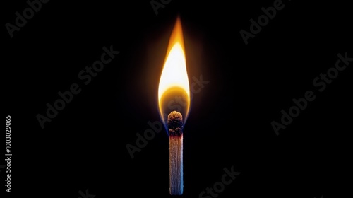A match igniting with a bright flame against a dark background in a moody atm...