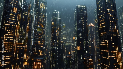 Wallpaper Mural Digital Skyscrapers Representing Binary Code Landscape Torontodigital.ca