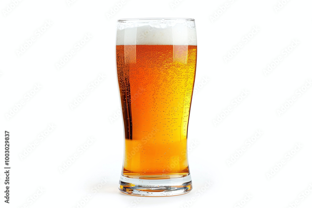 Glass of cold beer with water drops. Craft beer isolated on white background with copy space area Glass of cold beer with water drops. Craft beer isolated on white background with copy space area