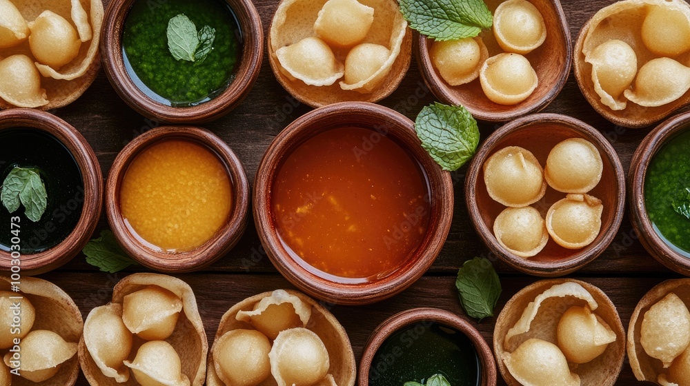 Colorful Indian Snacks Served in Small Bowls Colorful Indian Snacks Served in Small Bowls