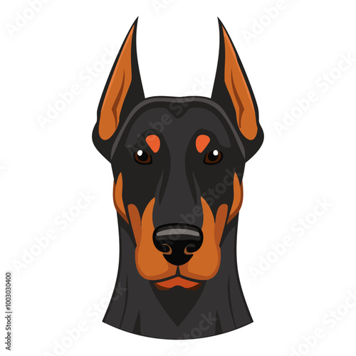 Sleek Doberman Pinscher Head Vector Art
