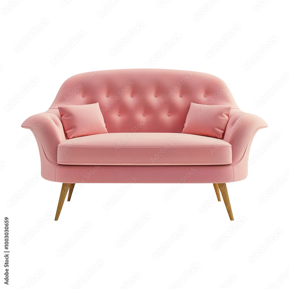 Pink sofa isolated on transparent background remove png, clipping path Pink sofa isolated on transparent background remove png, clipping path