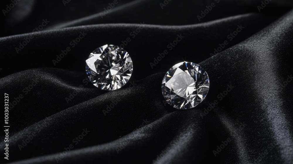 Elegant Diamonds on Luxurious Black Fabric Elegant Diamonds on Luxurious Black Fabric