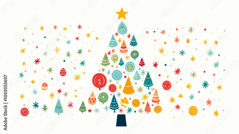 Colorful abstract Christmas tree made of geometric shapes Colorful abstract Christmas tree made of geometric shapes