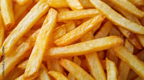 Freshly cooked golden French fries arranged in a delightful pattern on a serving platter