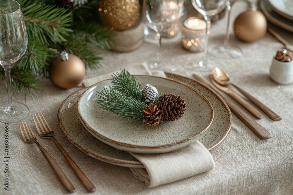 holiday table decor, keep it simple yet festive with a sepia-themed holiday table setting, complemented by subtle christmas decorations holiday table decor, keep it simple yet festive with a sepia-themed holiday table setting, complemented by subtle christmas decorations