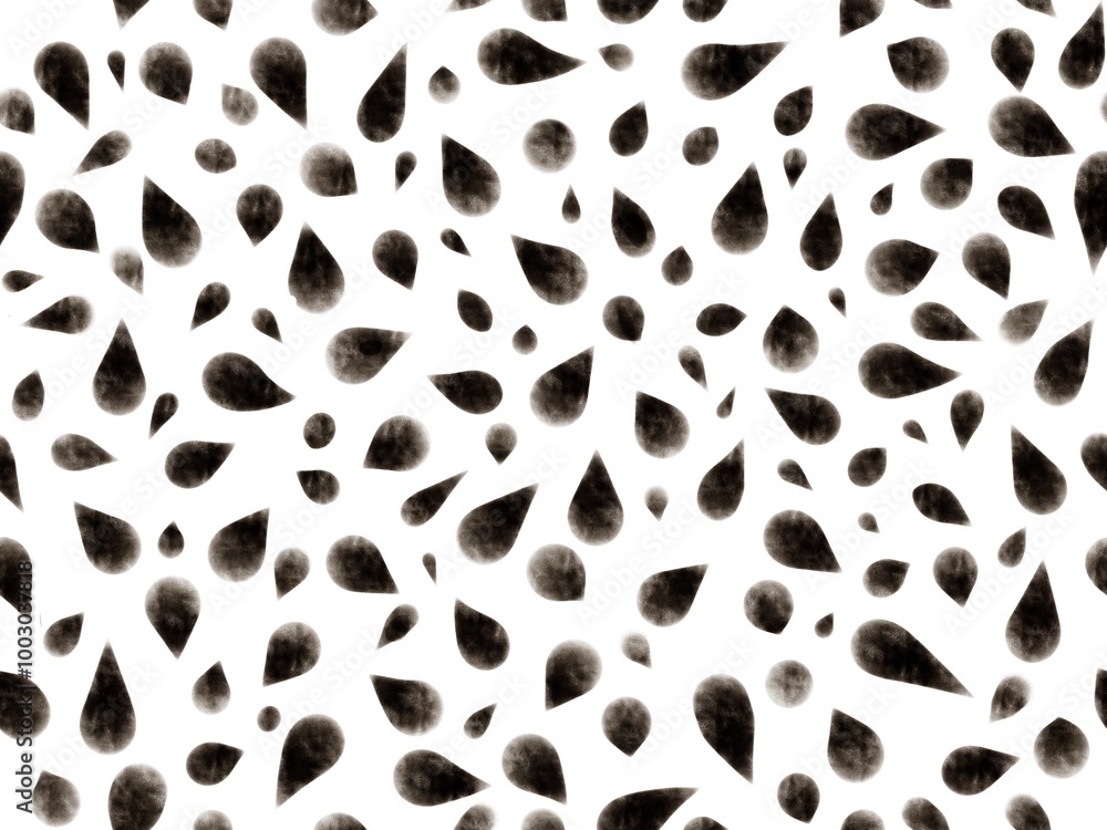 Abstract seamless pattern of black grey drops of various shapes and sizes watercolor effect white background. Textile wallpaper, notebook covers, gift wrapping background for digital design. Abstract seamless pattern of black grey drops of various shapes and sizes watercolor effect white background. Textile wallpaper, notebook covers, gift wrapping background for digital design.
