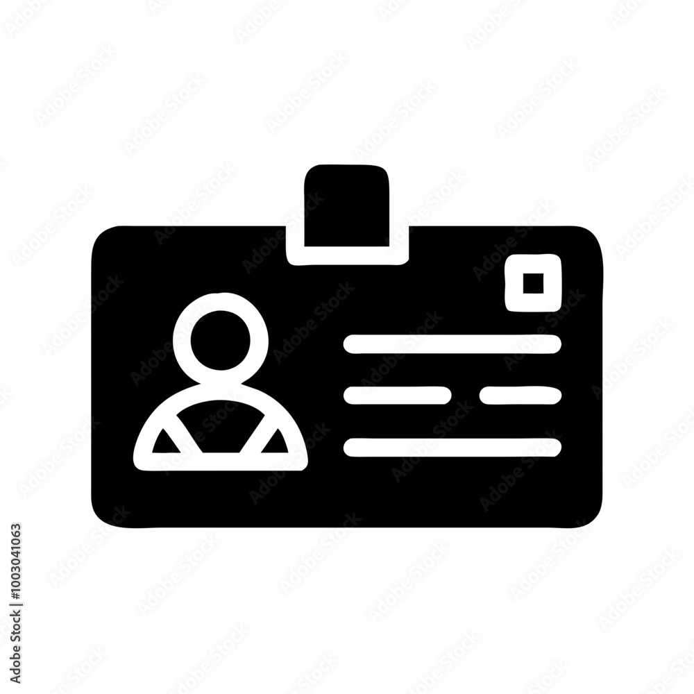 ID card icon with person avatar and information in black silhouette ID card icon with person avatar and information in black silhouette