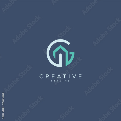 Abstract House logo design. Initial G letter concept.