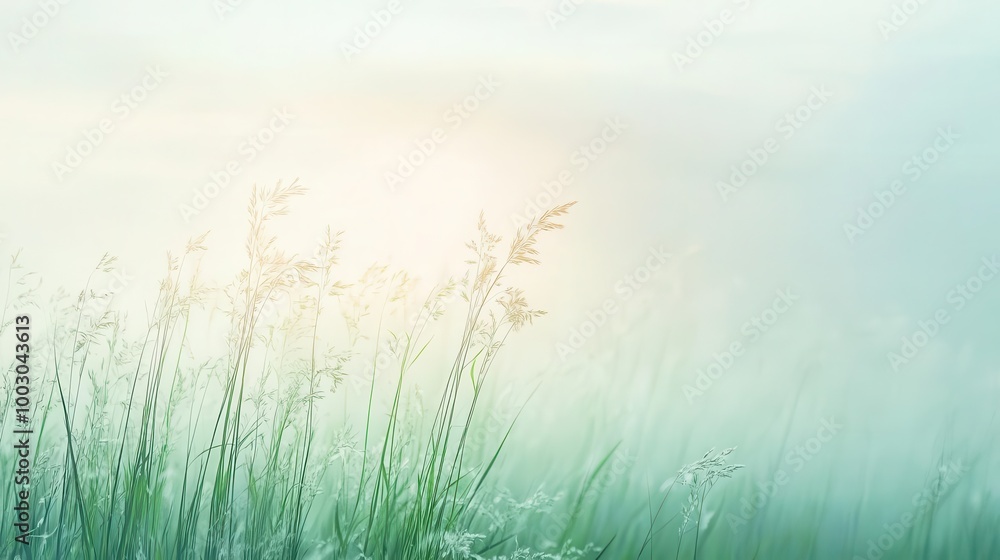serene springtime meadow with delicate grass swaying in gentle breeze soft misty morning light creates dreamy atmosphere pastel color palette evokes calm zenlike mood serene springtime meadow with delicate grass swaying in gentle breeze soft misty morning light creates dreamy atmosphere pastel color palette evokes calm zenlike mood