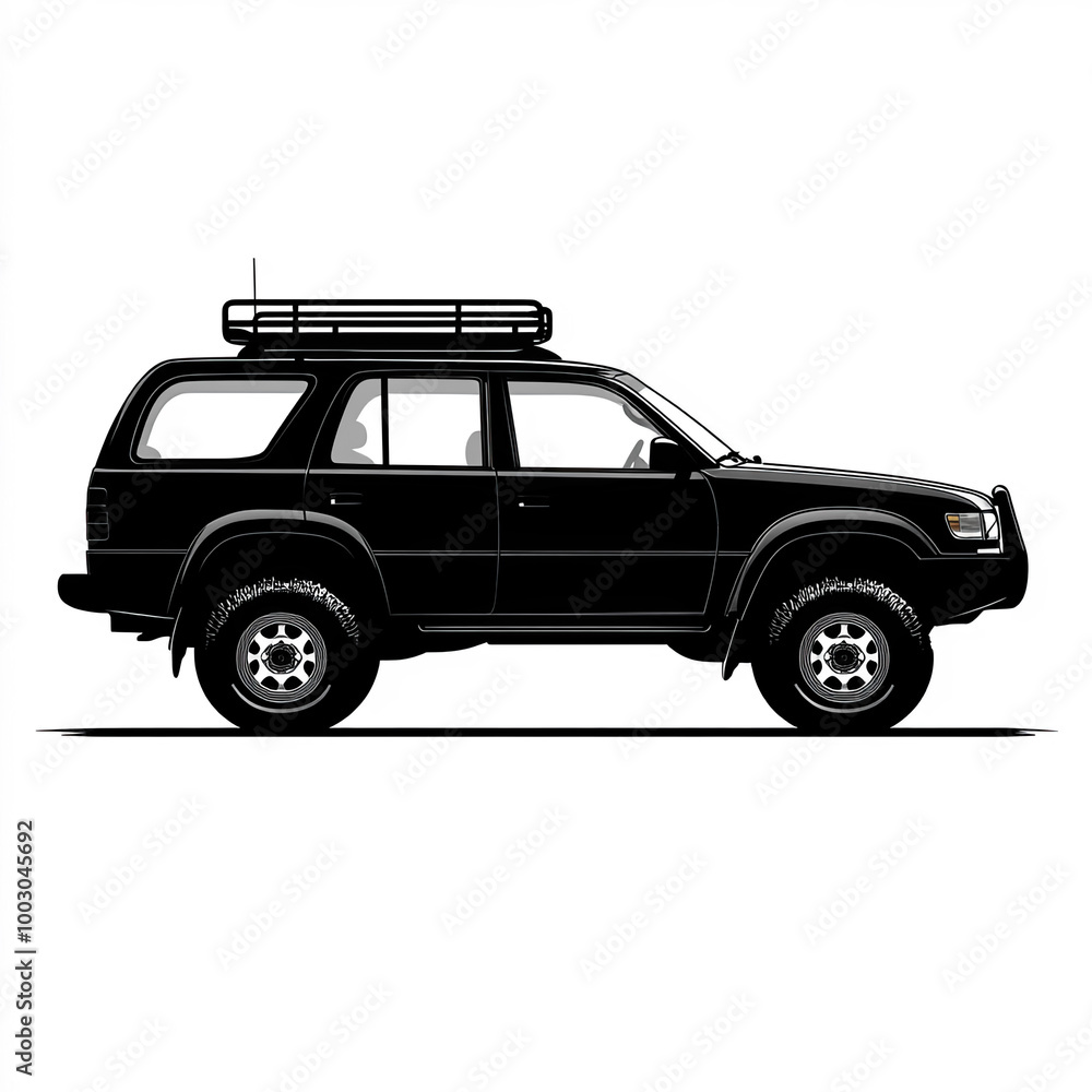 4wd Silhouette, Illustration Isolated On White Background 4wd Silhouette, Illustration Isolated On White Background
