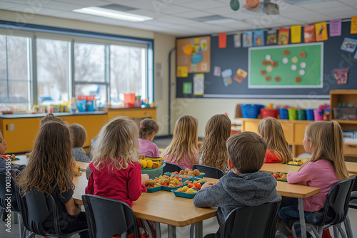 A classroom scene where chi...